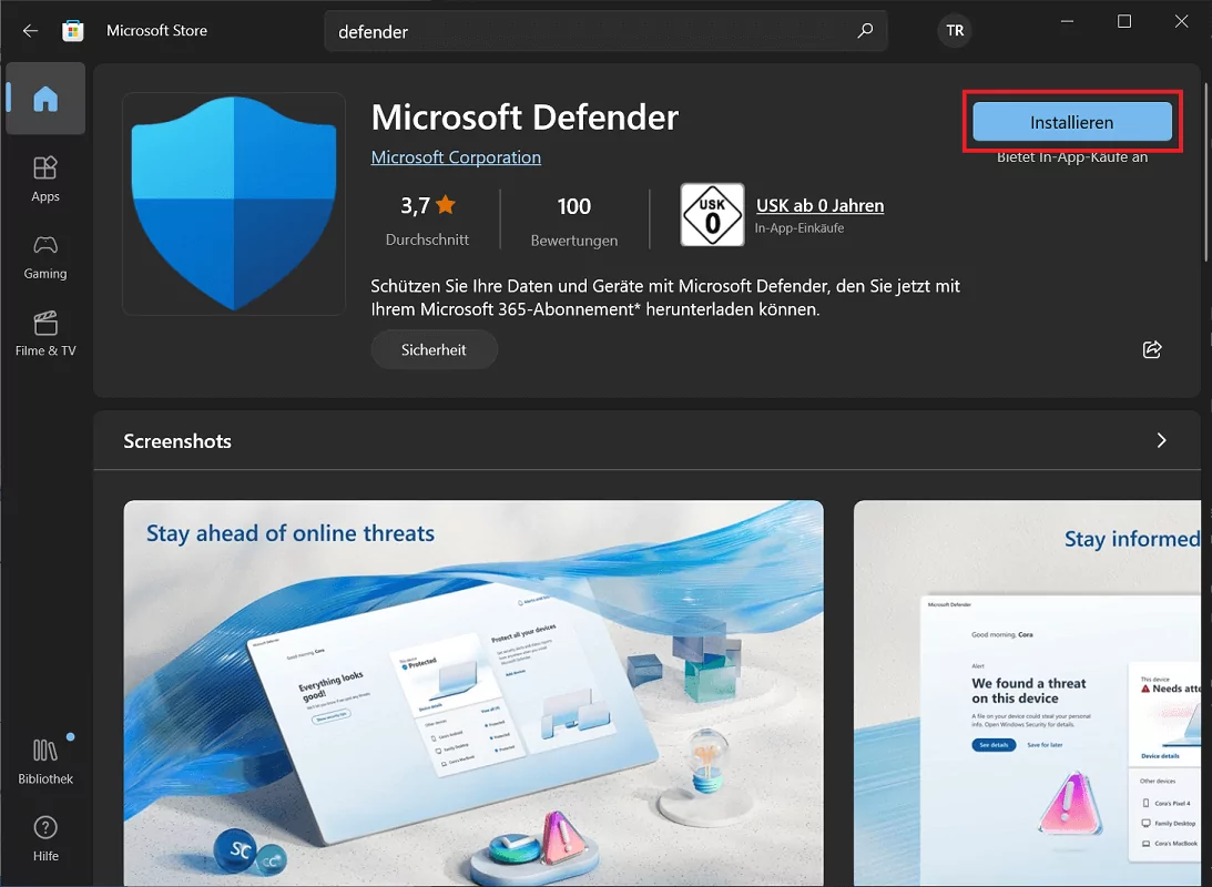 Windows Defender Download und Installation