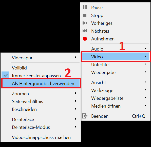 Bewegtes Live Hintergrundbild mit dem VLC Media Player erstellen