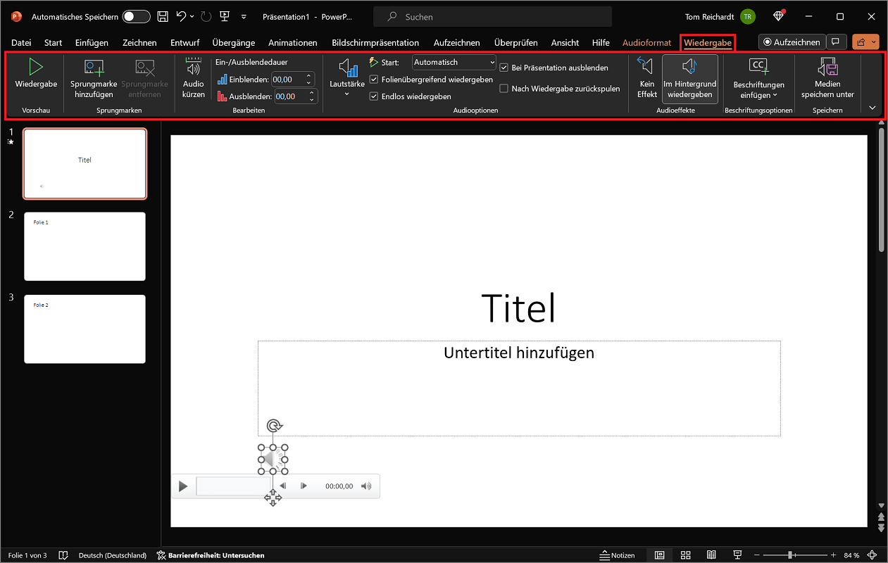 Einstellungen und Anpassungen für die PowerPoint Musik