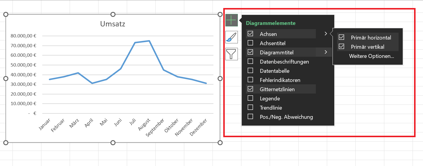 Diagramm in Excel bearbeiten