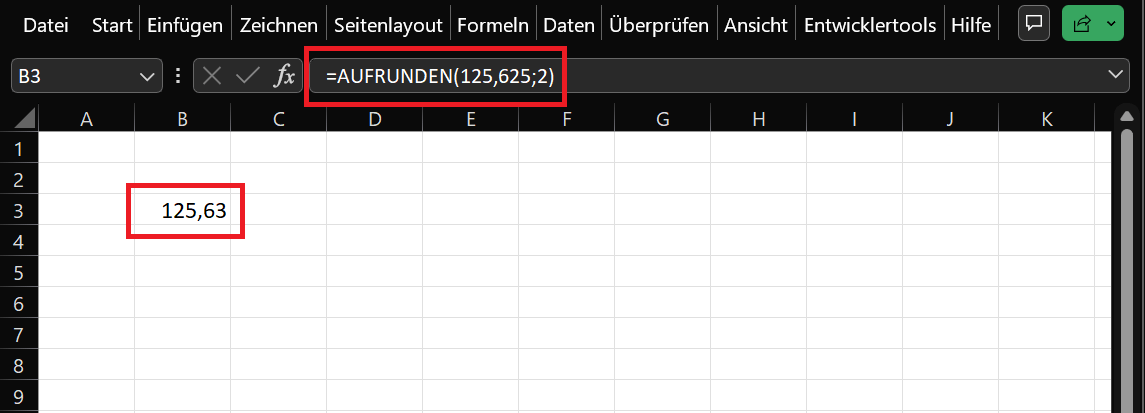 Excel-Funktionen Aufrunden und Abrunden