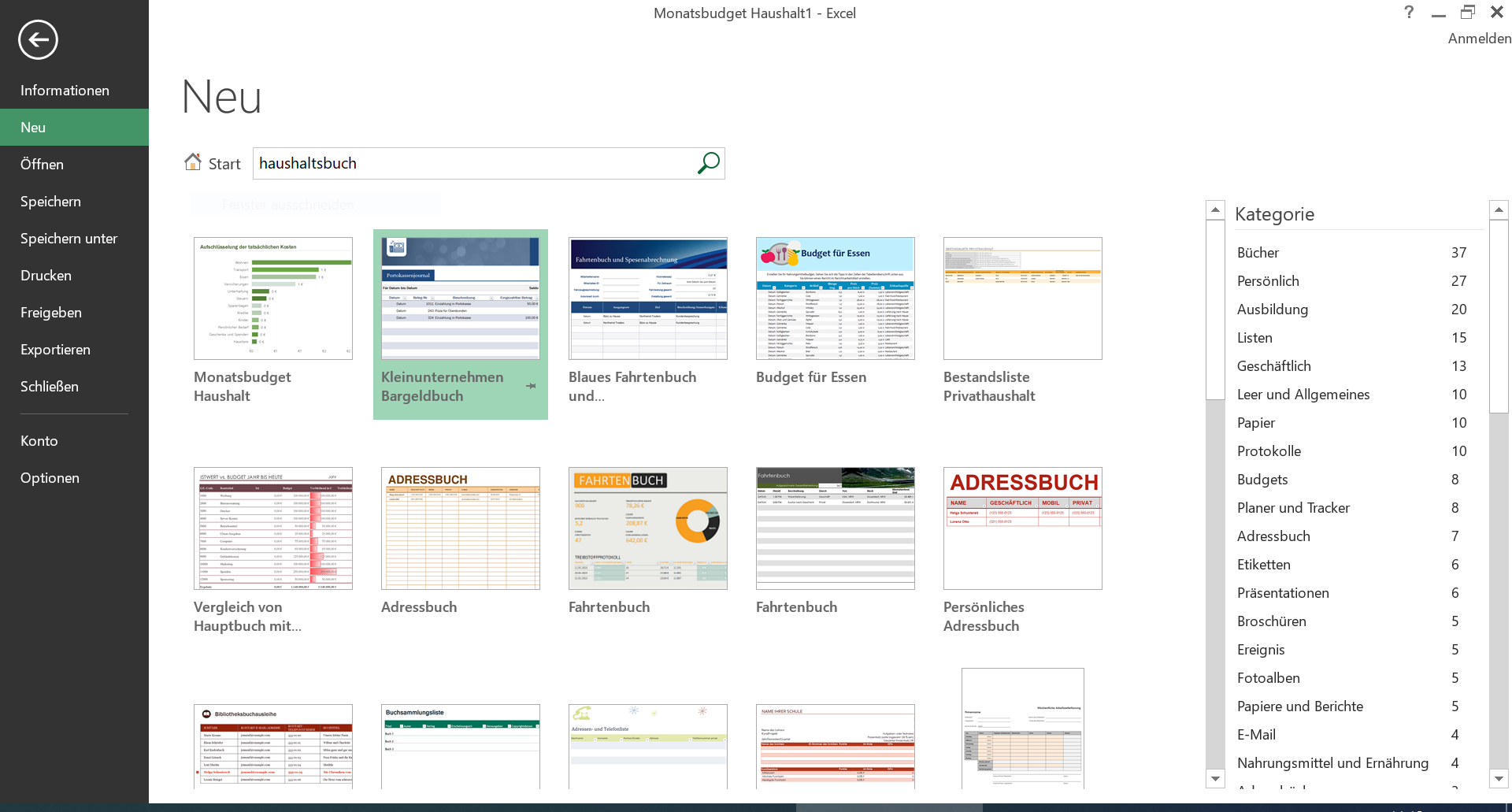 Layouts und Vorlagen in Microsoft Office Excel