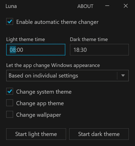 Luna Dark Mode Tool für Windows 10