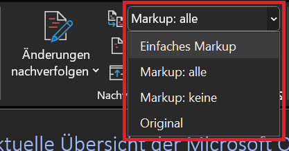 Markups einblenden oder ausblenden