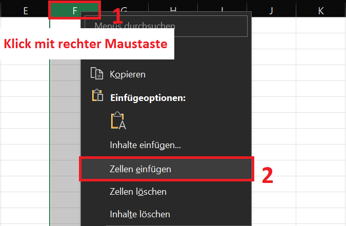 Neue Zellen einf&uuml;gen