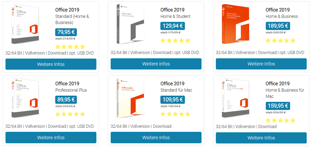Office 2019 Versionen im Überblick