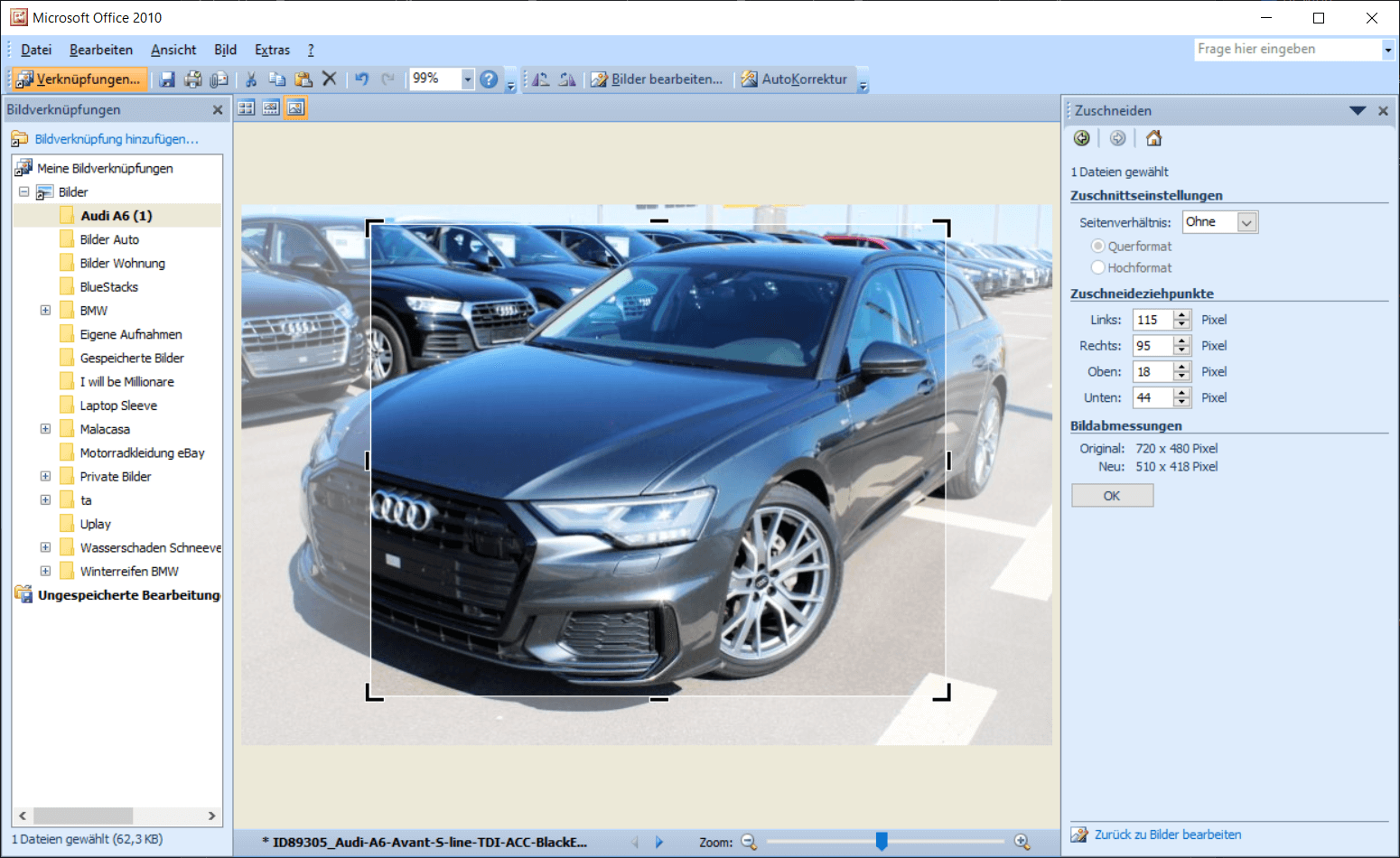 Schnelle und einfache Bildbearbeitung wie Zuschneiden mit dem Office Picture Manager