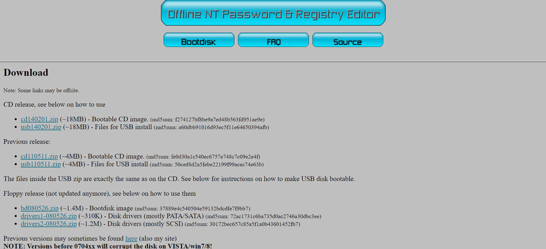 Offline NT Password & Registry Editor zum Login Passwort l&ouml;schen