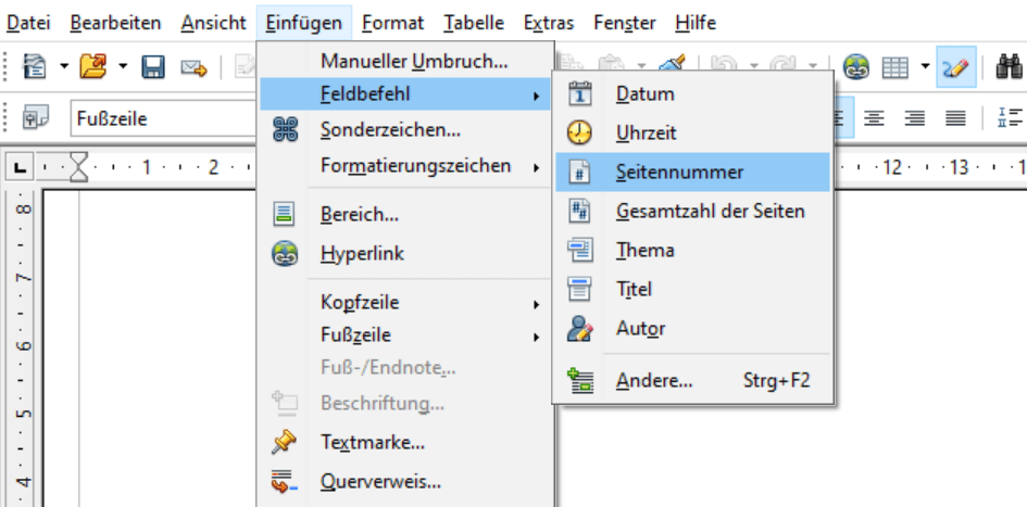 Seitenzahlen in OpenOffice einfügen