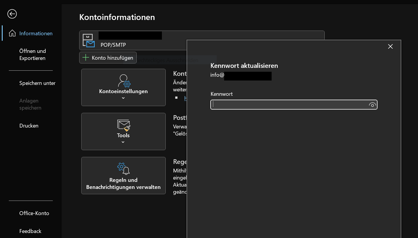 Outlook Kennwort &auml;ndern