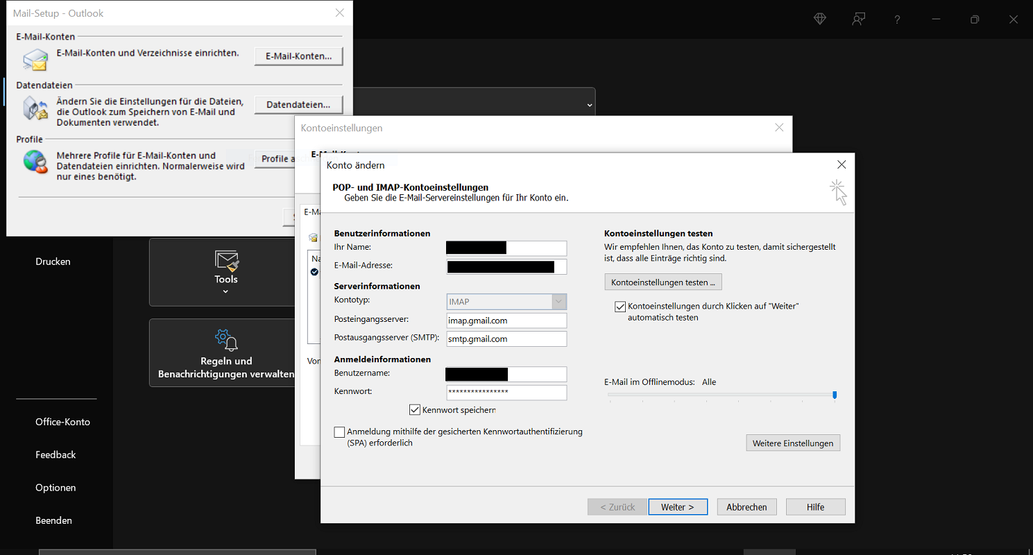Passwort &auml;ndern in Outlook