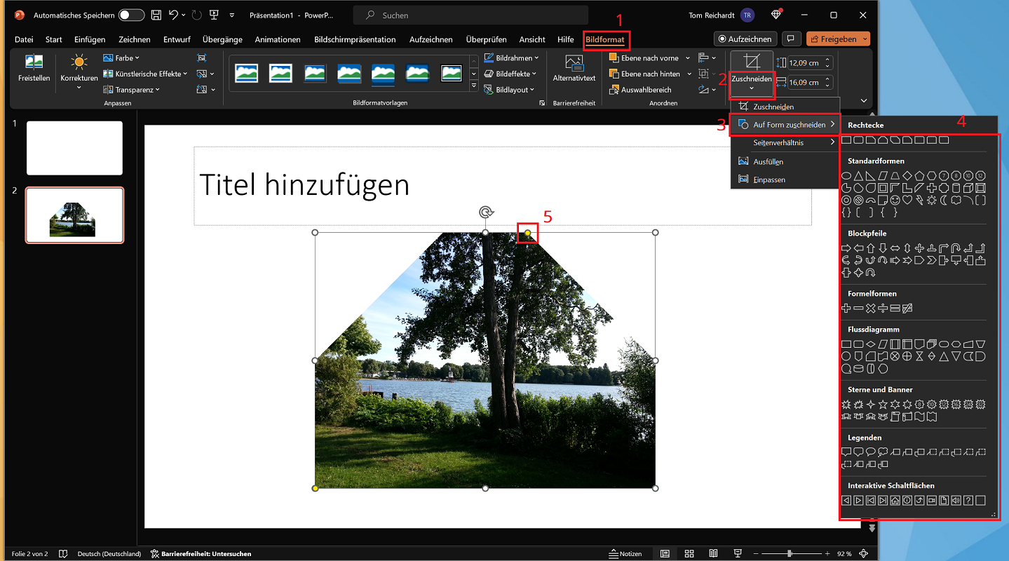 Bilder in PowerPoint auf Formen zuschneiden