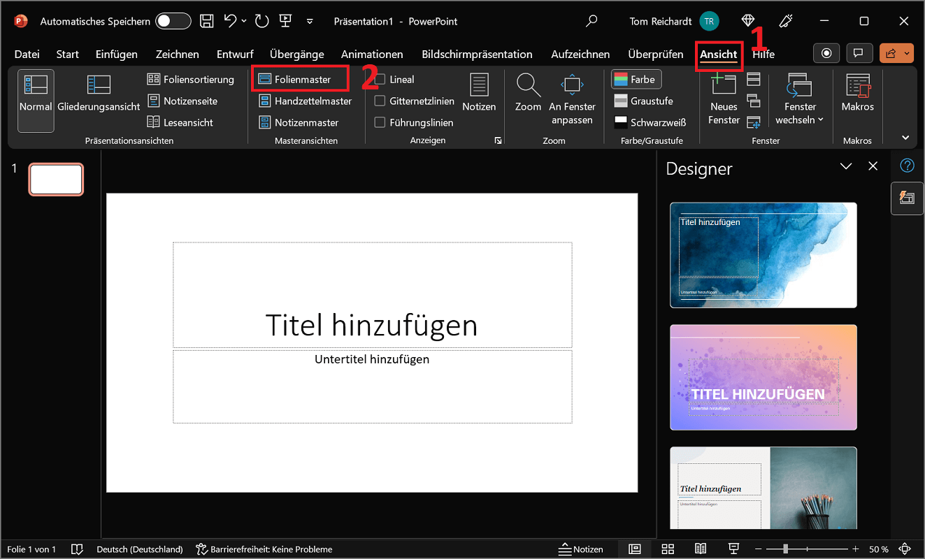 PowerPoint Folienmaster &ouml;ffnen