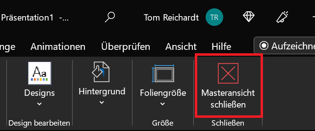 PowerPoint Folienmaster schlie&szlig;en