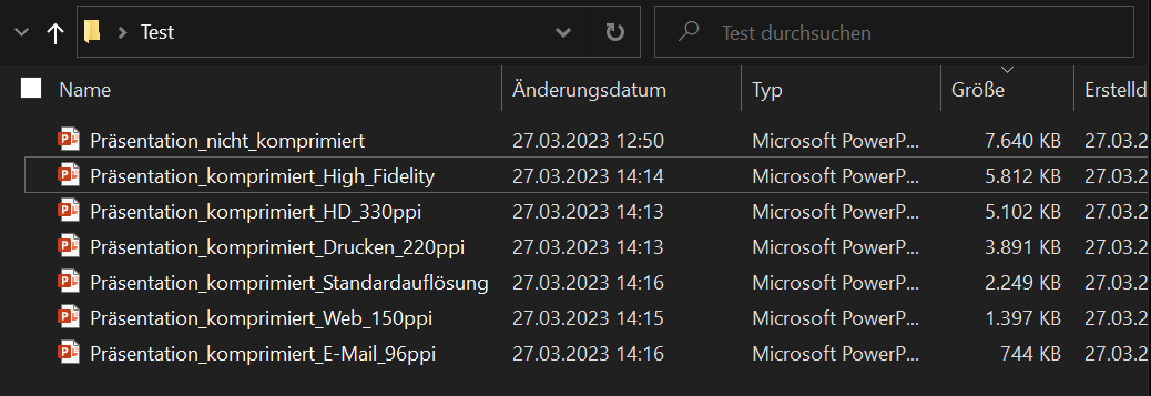 Test f&uuml;r das Komprimieren in PowerPoint