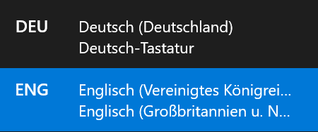Tastenkombination für eine schnelle Sprachänderung