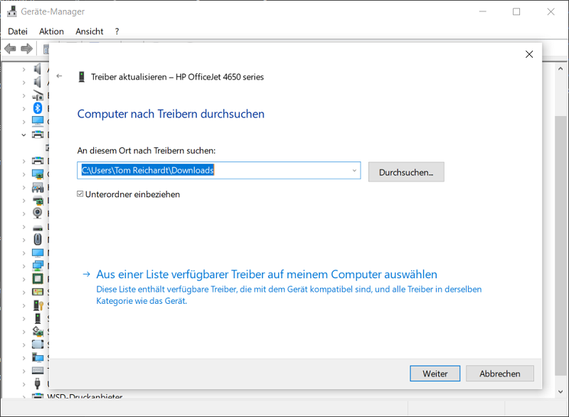 Treiber in Windows 10 im Ger&auml;te Manager manuell installieren