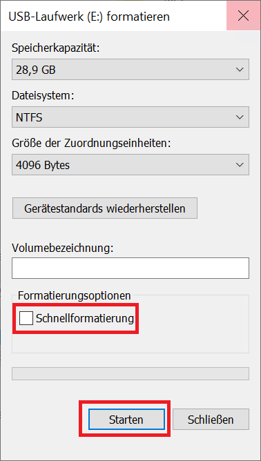 USB Stick Formatieren