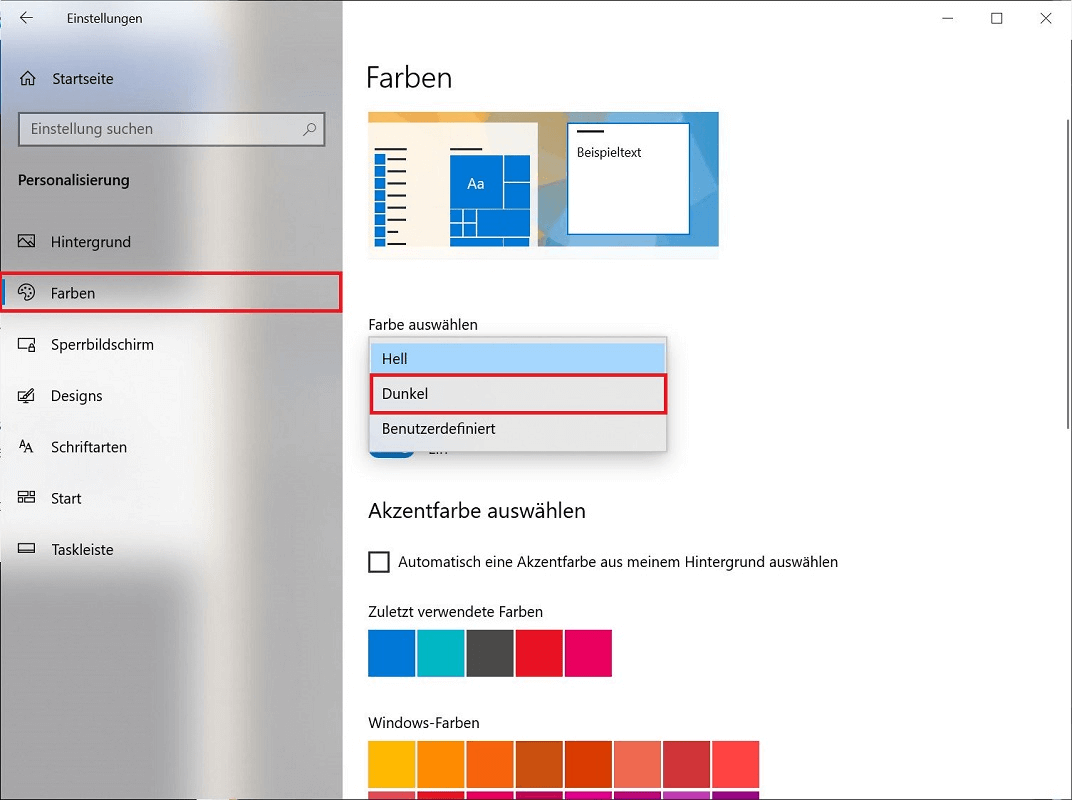 Windows 10 Dark Mode aktivieren