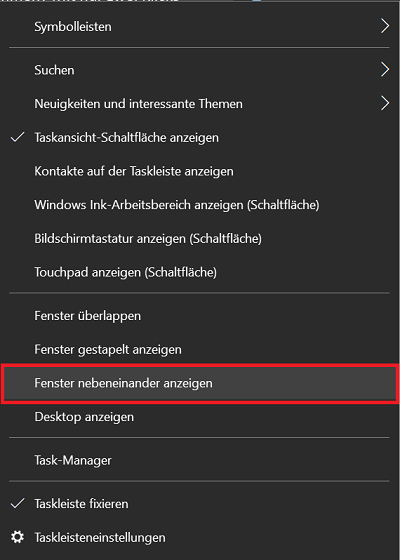 Fenster in Windows 10 nebeneinander anzeigen