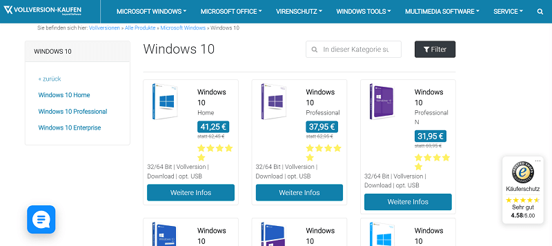 Windows 10 Produktschlüssel für das Update kaufen