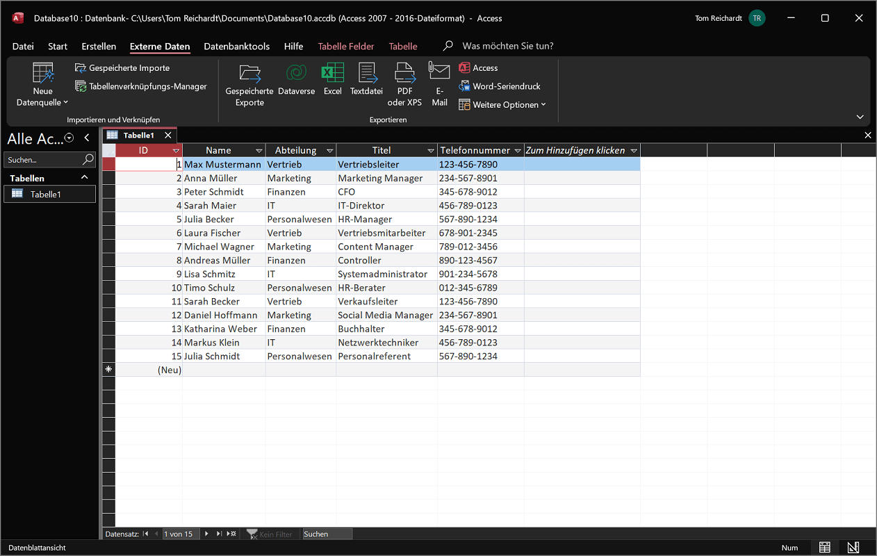 Windows Access Datenbank
