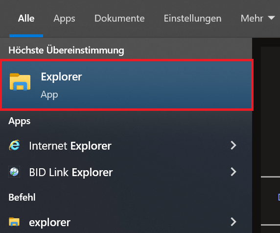 Windows Explorer öffnen