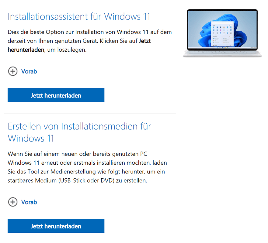 Upgrades mit dem Windows Media Creation Tool durchführen