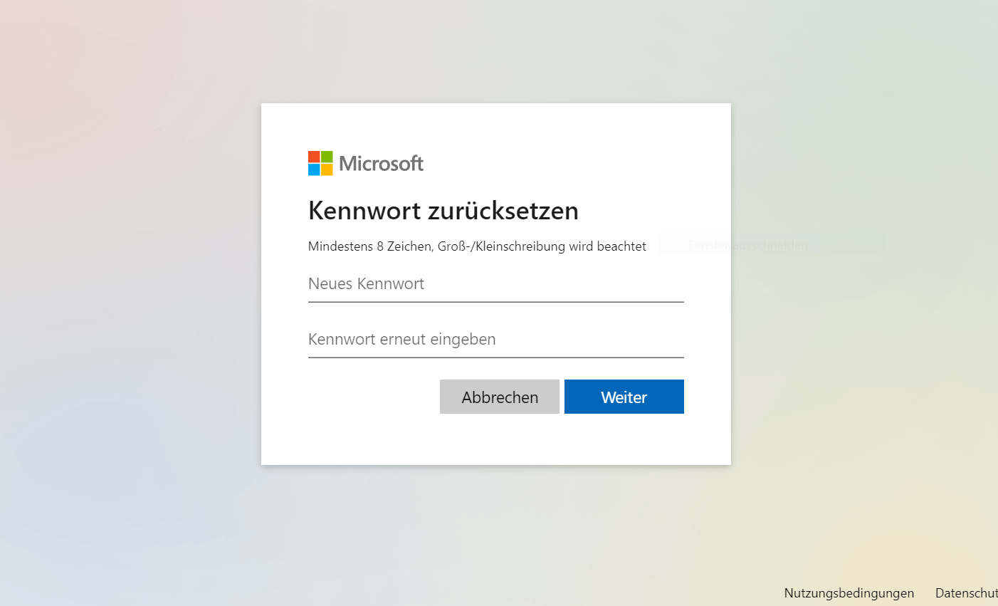 Microsoft Konto Passwort Wiederherstellung