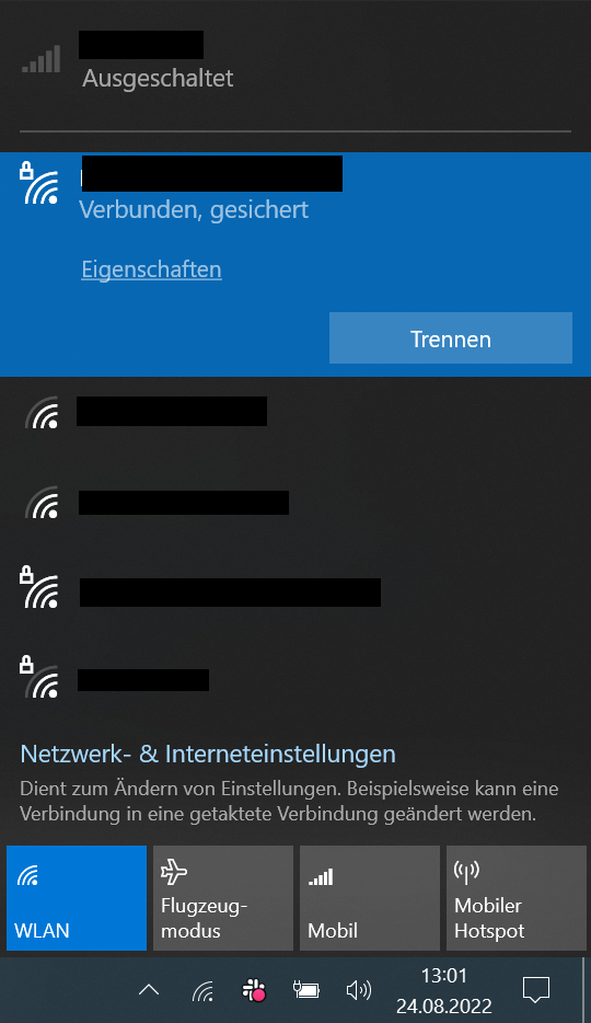 WLAN Netzwerkverbindung in Windows