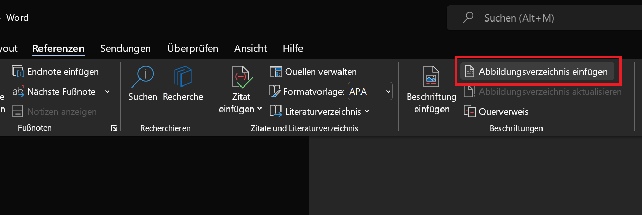 Abbildungsverzeichnis in Word einfügen