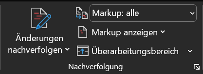 Optionsmen&uuml; vom Word Korrekturmodus