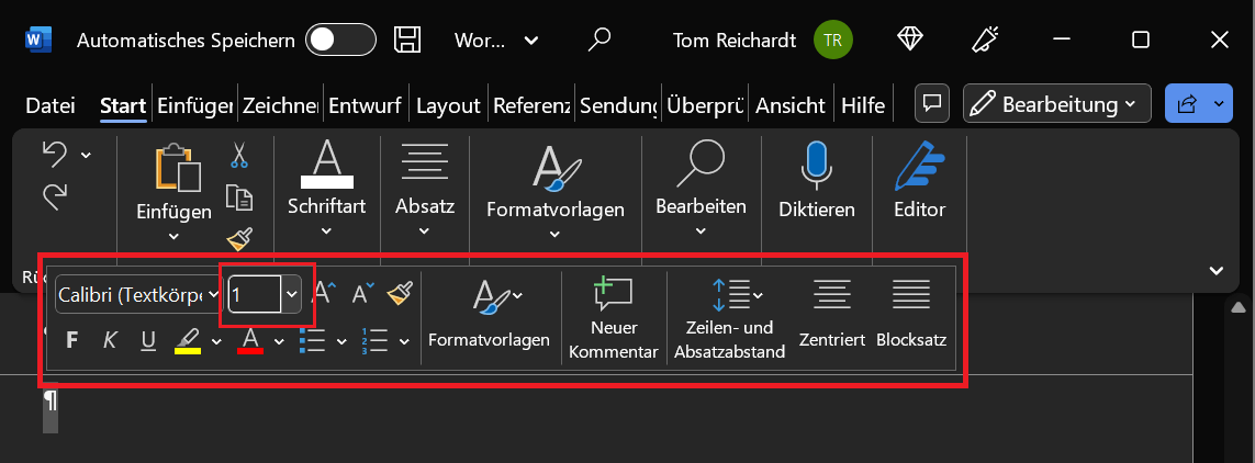 Word: Leere Seite l&ouml;schen
