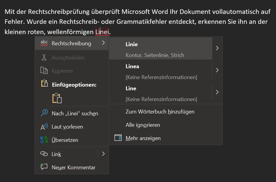 Rechtschreibung in Word prüfen