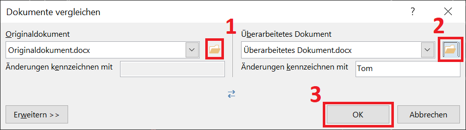 Zwei Word Dokumente vergleichen