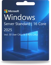 Windows Server 2025 Standard | 16 Core + 50 User CALs + 5 RDS CALs
