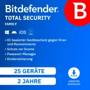 Bitdefender Total Security Family | 25 Geräte | 2 Jahre