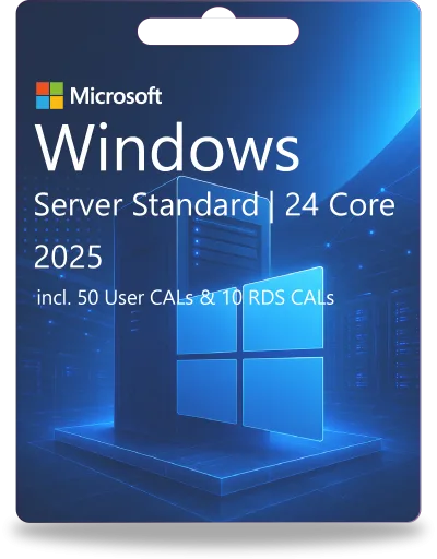 Windows Server 2025 Standard | 24 Core + 50 User CALs + 10 RDS CALs