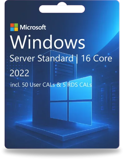 Windows Server 2022 Standard | 16 Core + 50 User CALs + 5 RDS CALs