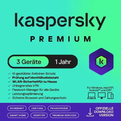 Kaspersky Premium | 3 Geräte | 1 Jahr