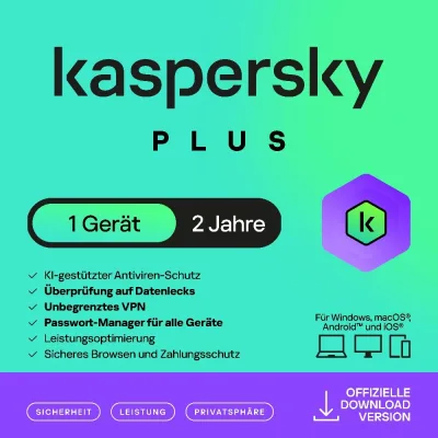 Kaspersky Plus | 1 Gerät | 2 Jahre
