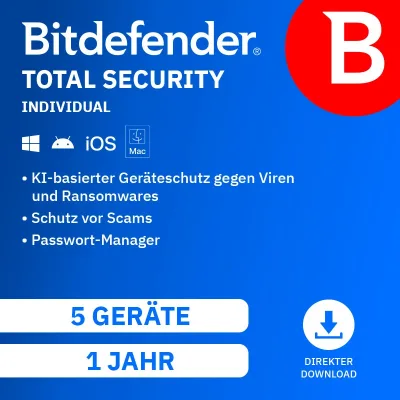 Bitdefender Total Security Individual | 5 Geräte | 1 Jahr