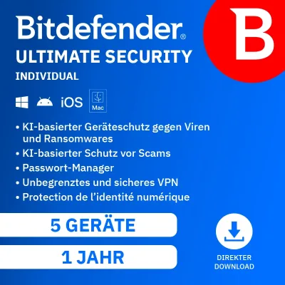 Bitdefender Ultimate Security Individual | 5 Geräte | 1 Jahr