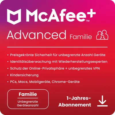 McAfee+ Advanced Family | 6 Benutzer | 1 Jahr